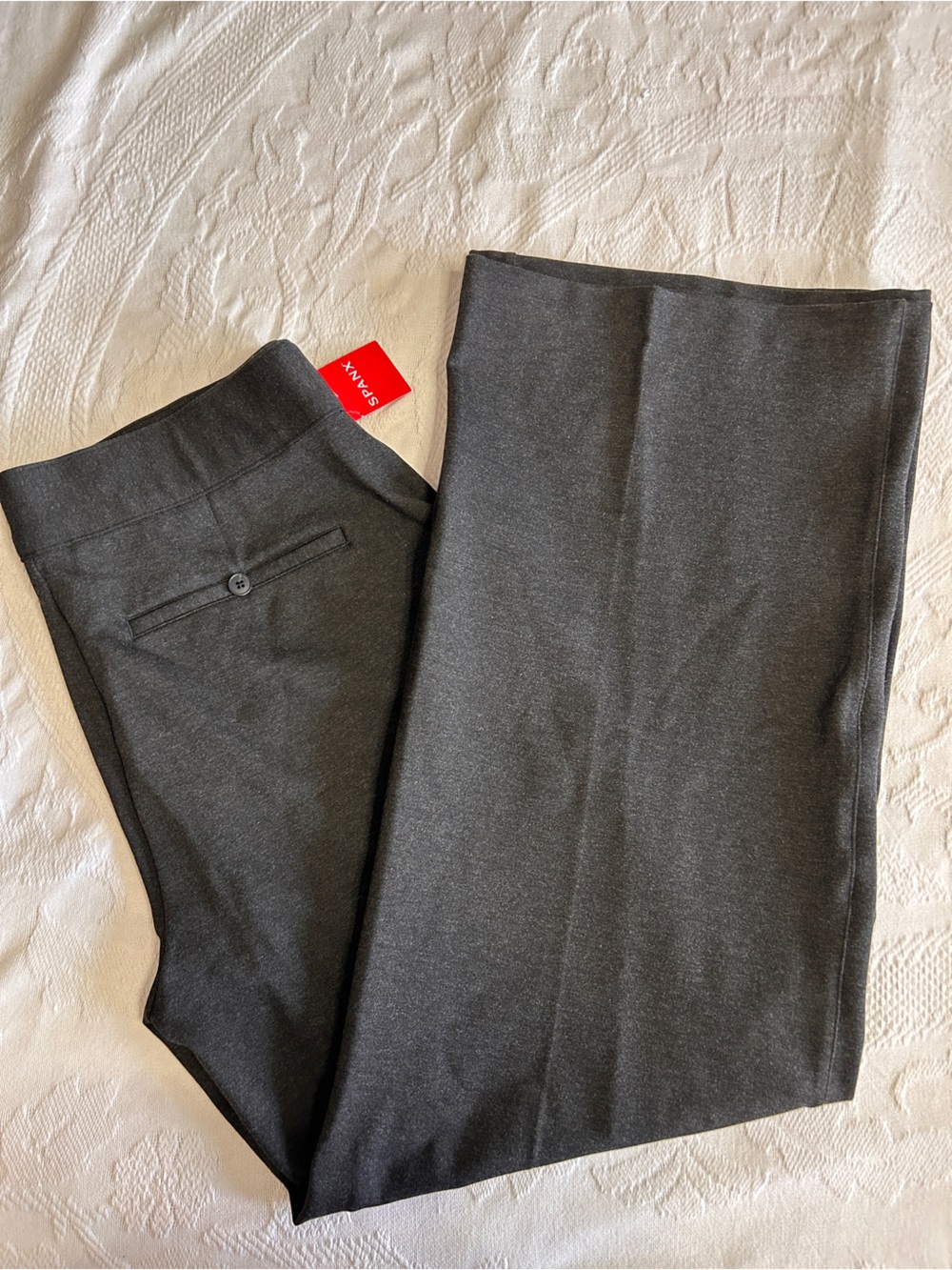 SPANX Women’s Plus Size 1X Heathered Charcoal wide-Leg Ponte perfect pants NWT